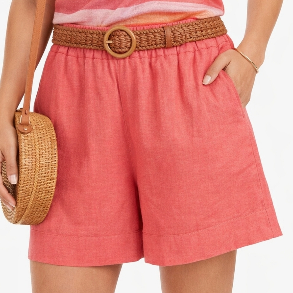 NWT Banana Republic Linen Blend Easy Shorts Coral Pink XS Spring Easter Coastal